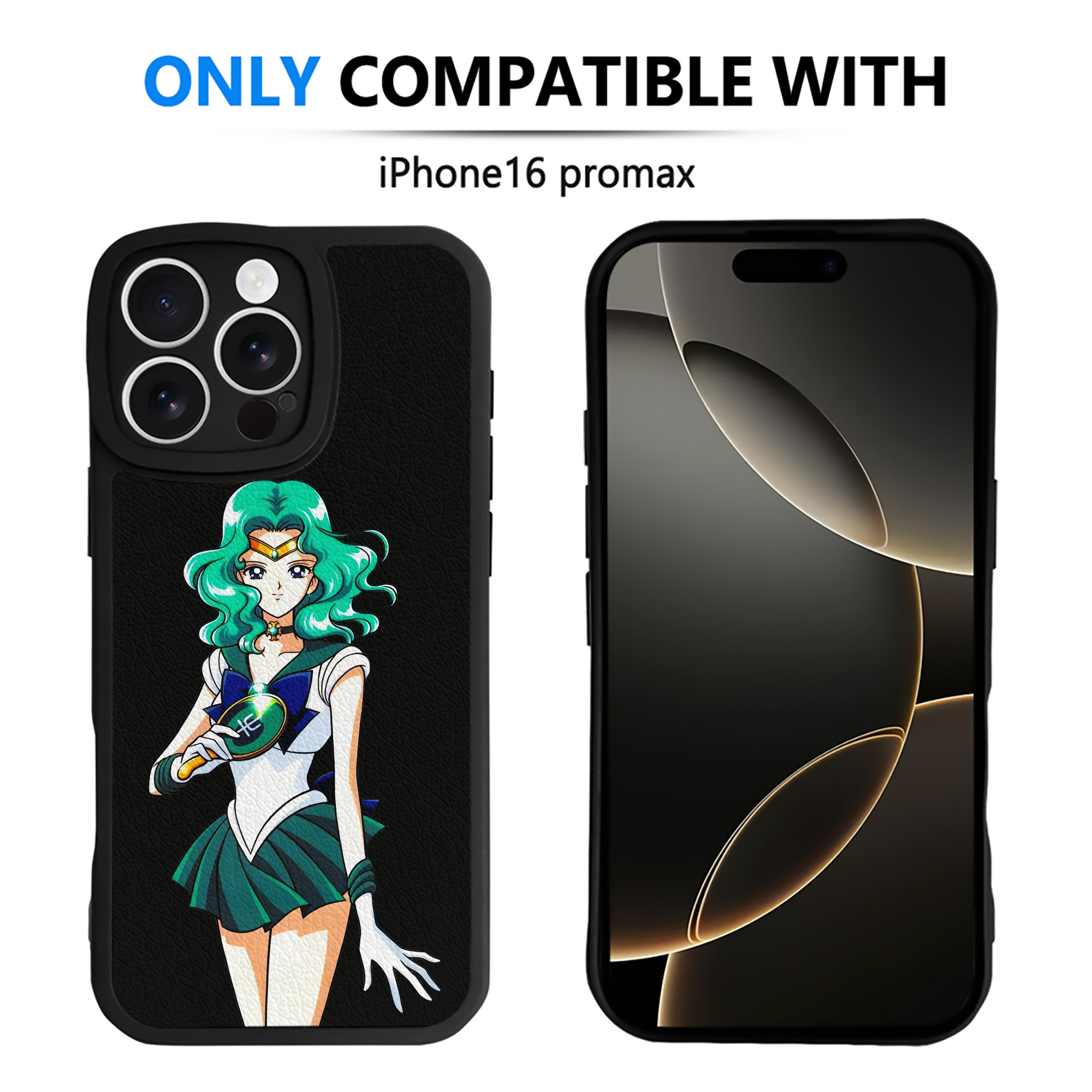 （画像用） 美少女戦士セーラームーン 海王 みちる（かいおう みちる） Sailor Moon Kaiou Michiru 【iPhone 16シリーズ対応】シリコンスマホケース（レザー調） 材質：シリコン